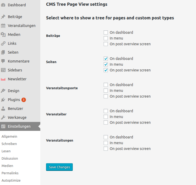 CMS Tree Page View Settings